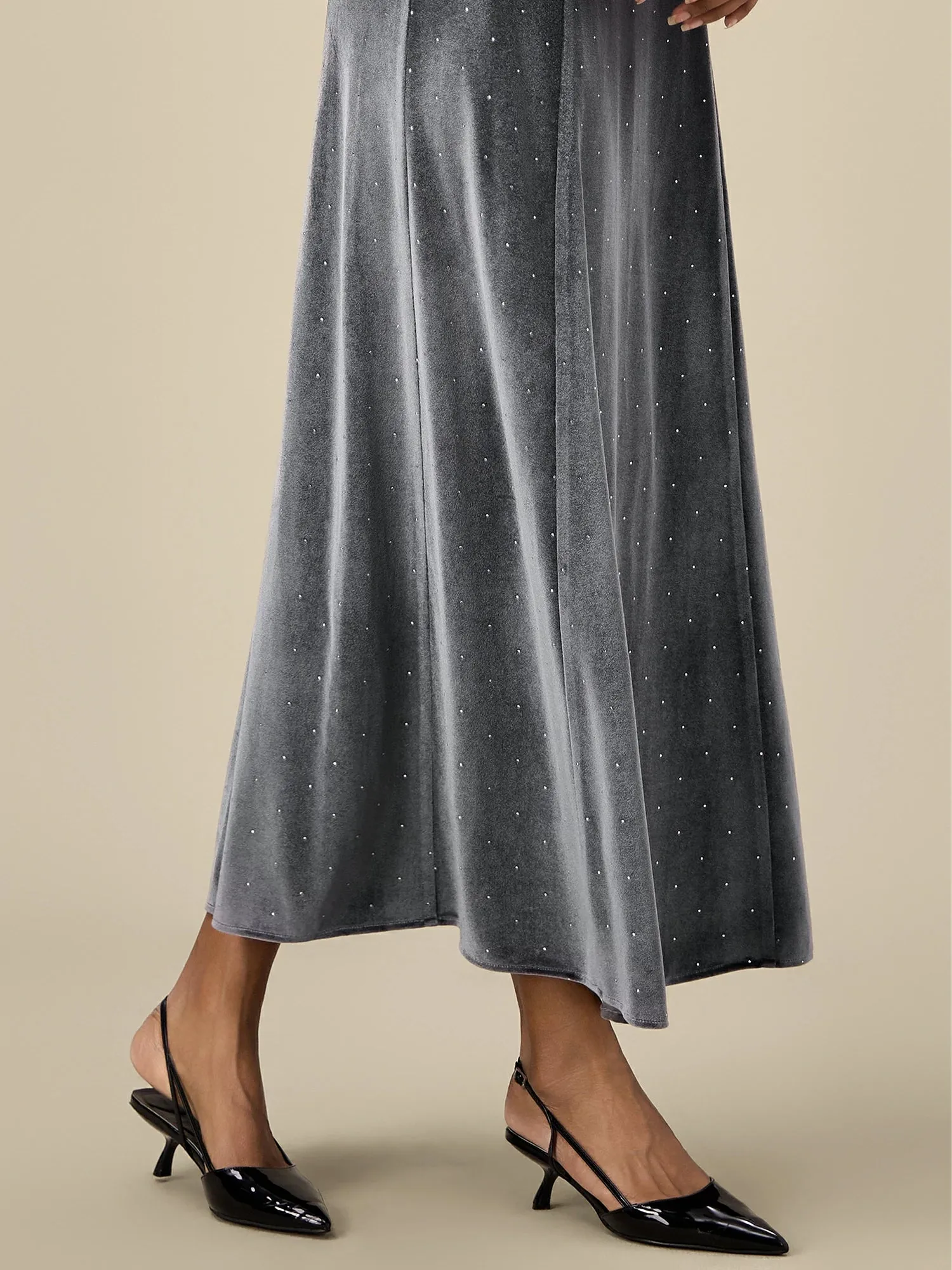 Amoretu Women's Velvet Rhinestone Tube Dress
