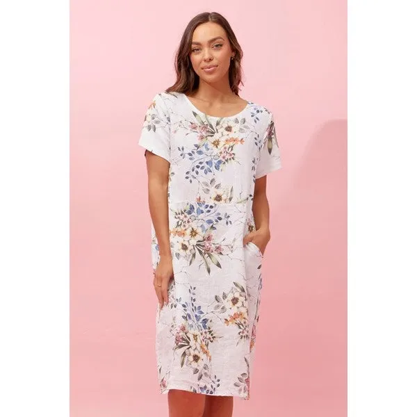 ANTONELLA LINEN FLORAL DRESS