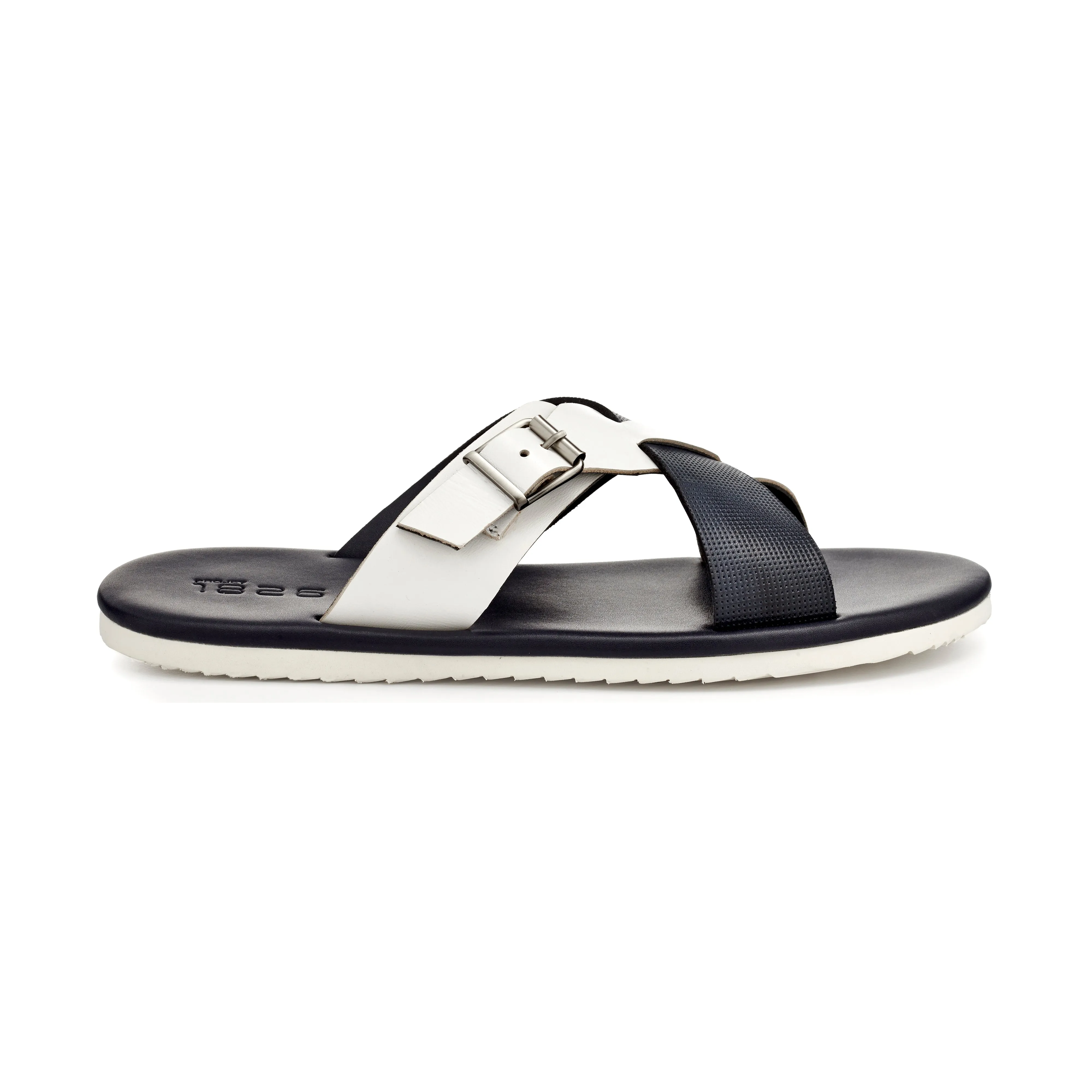 ARSEN CROSS STRAP LEATHER SANDALS BLUE