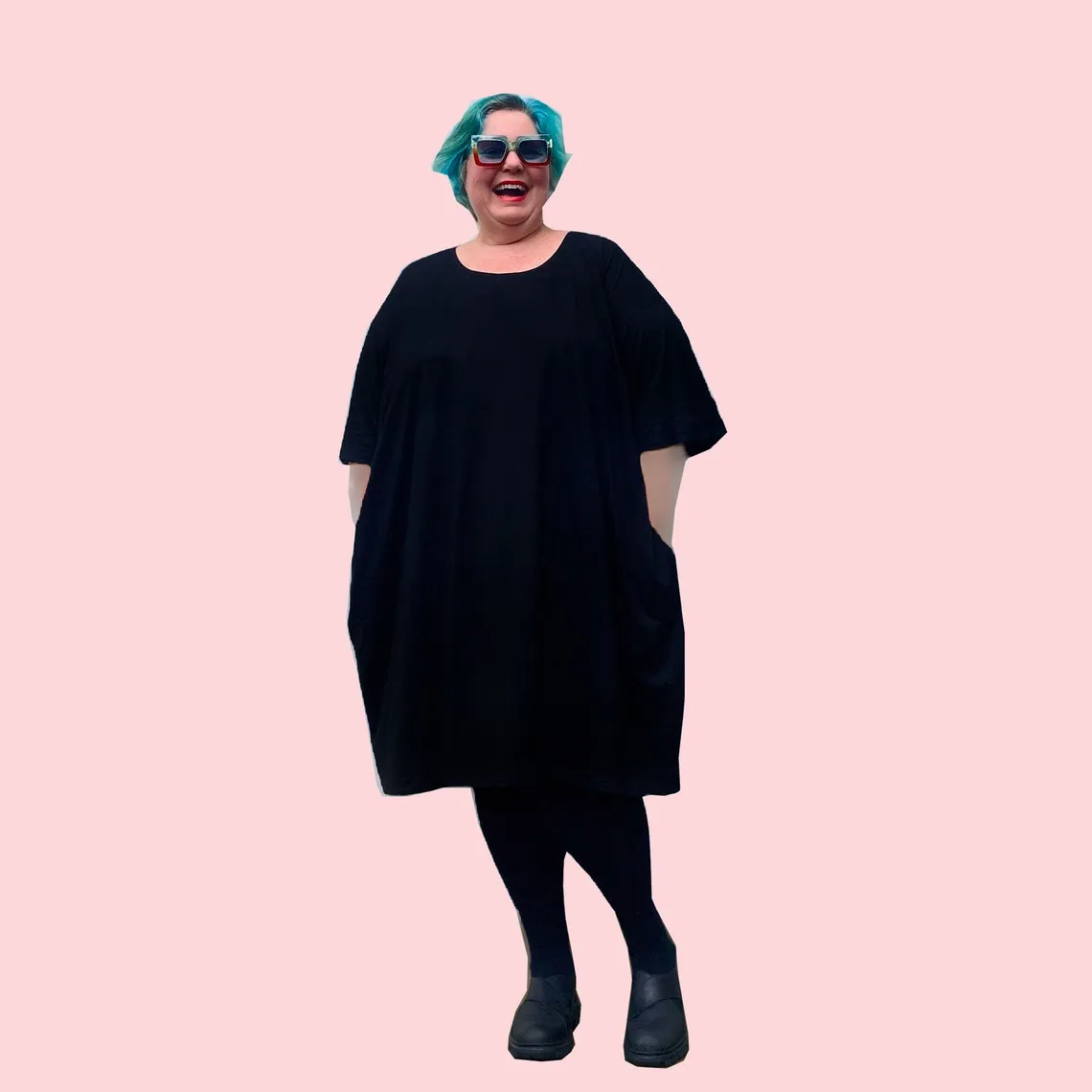 Black Frankie Oversized Tshirt Bamboo Dress Plus Size