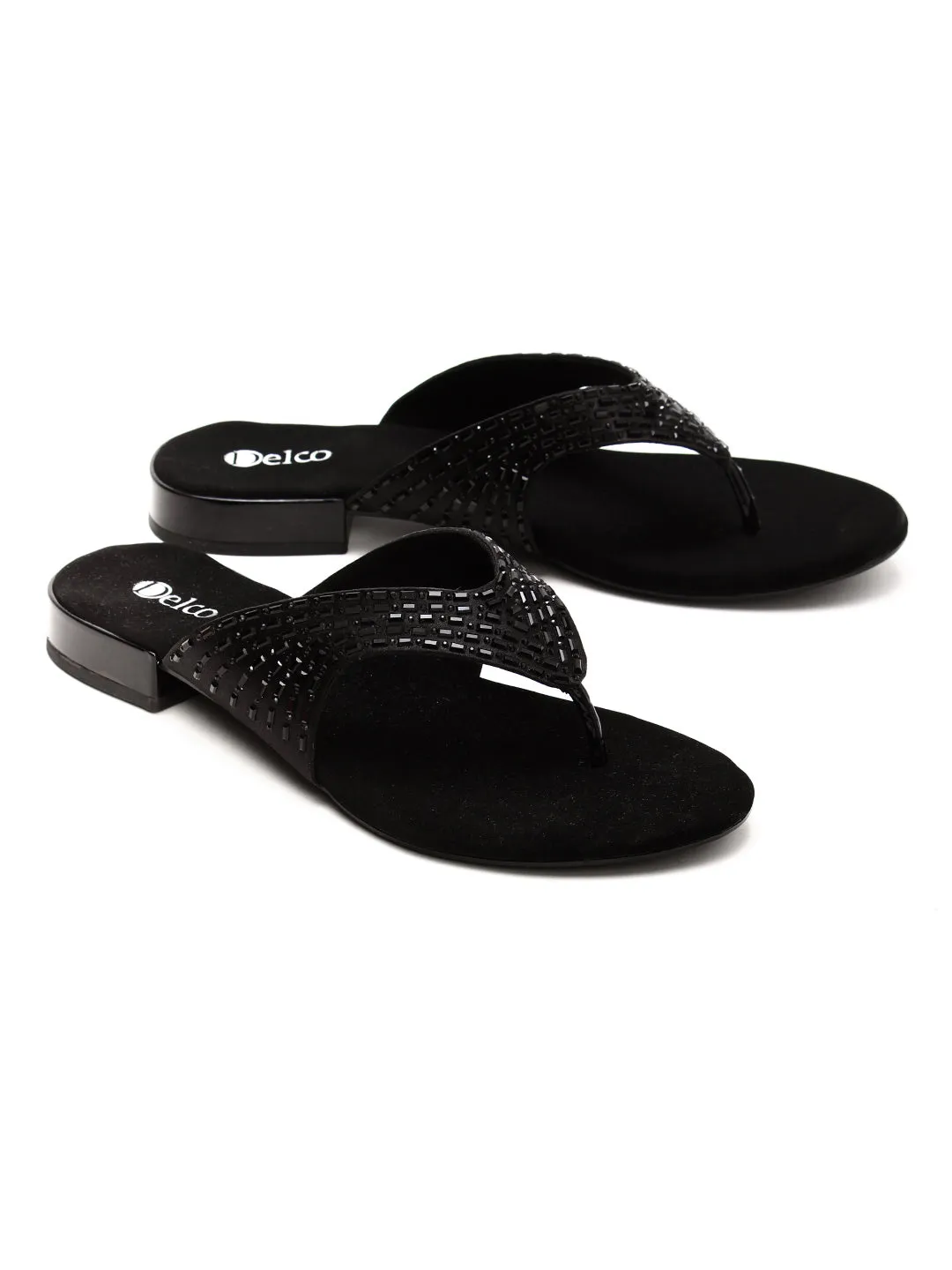 Delco Stylish Party Wear Block Heel Slip-Ons
