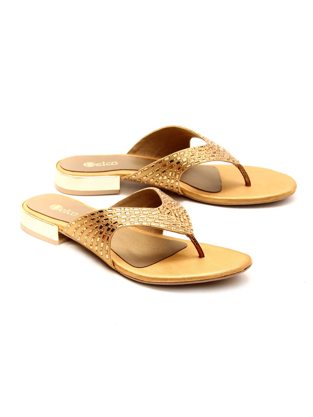 Delco Stylish Party Wear Block Heel Slip-Ons
