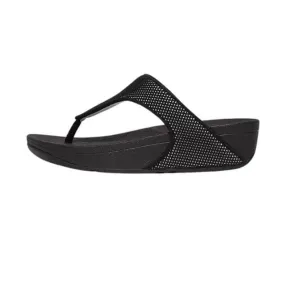 Fitflop Lulu Water-Resistant Two-Tone Webbing Toe-Thongs Sandals - Black