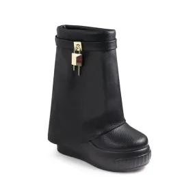 Fold Over Padlock Drapey Boot Sneakers Brook-1 Liliana