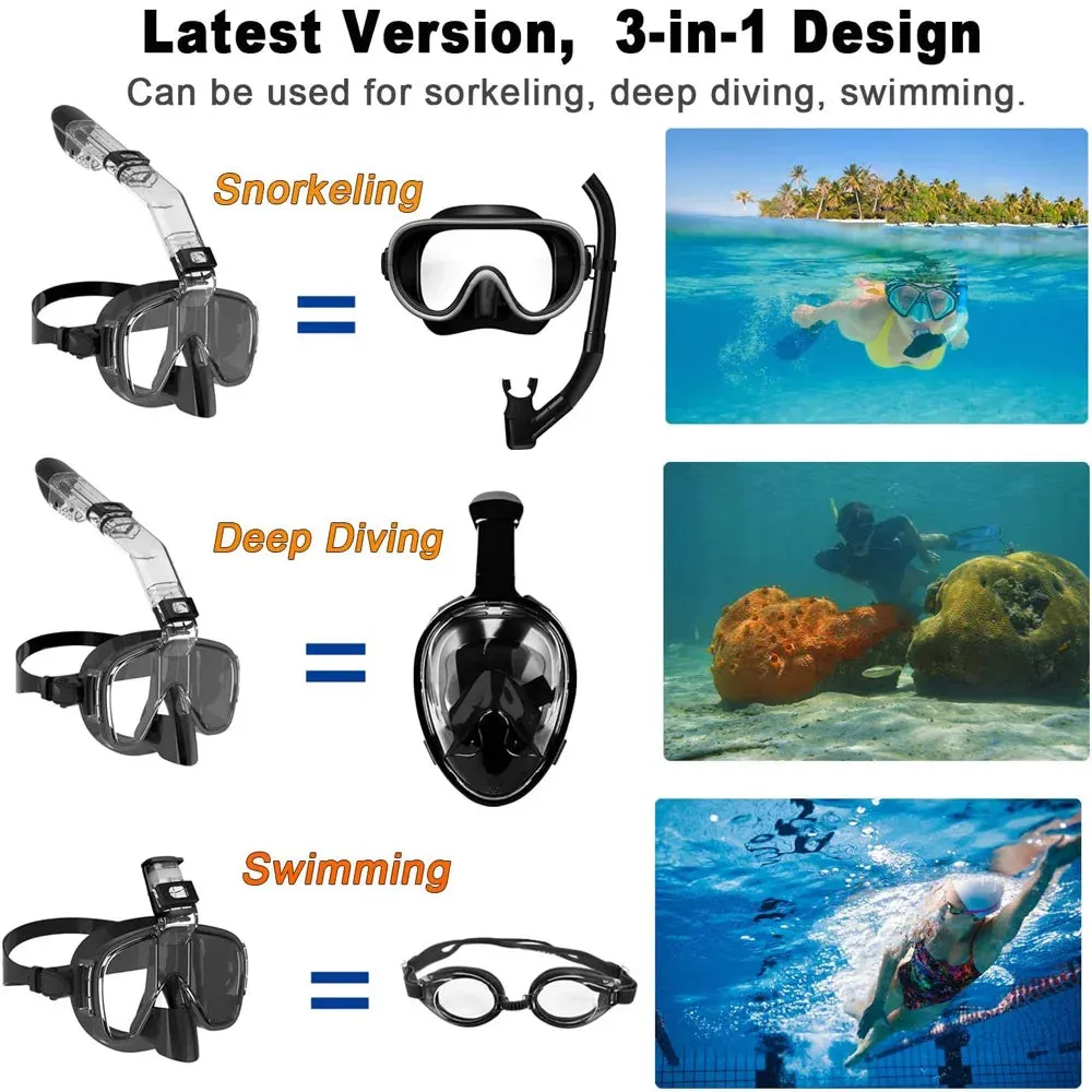 Foldable Anti-Fog Snorkel Mask Set