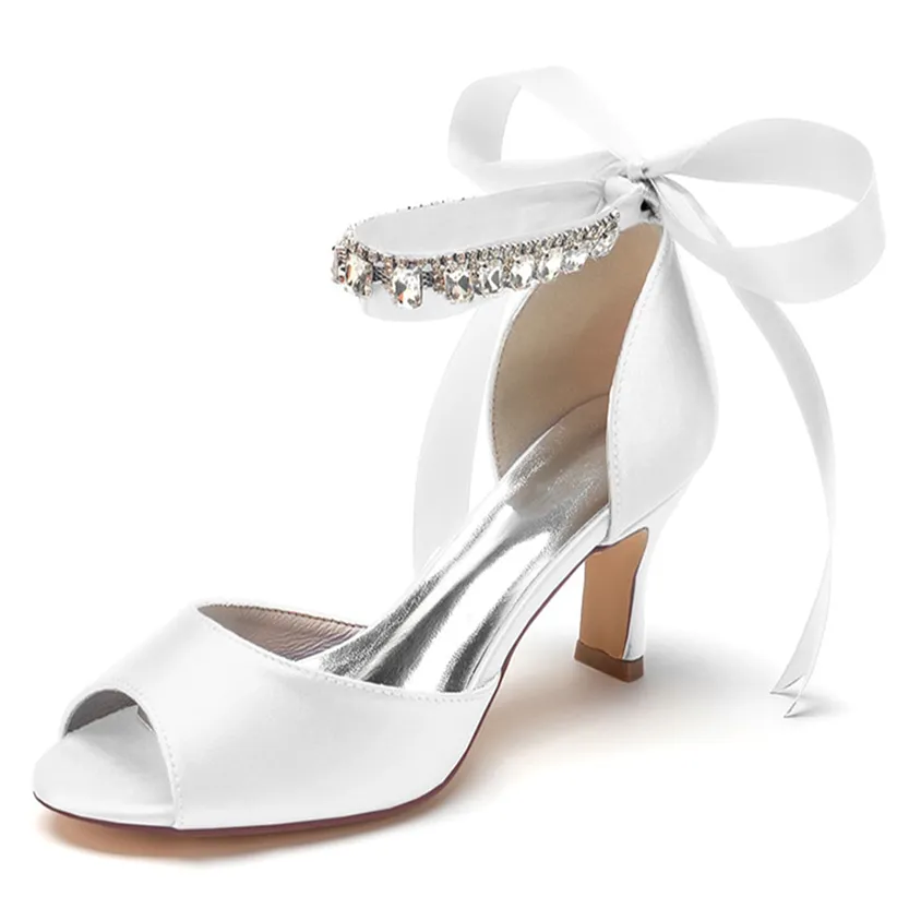 Funki Buys | Shoes | Women's Satin Tie Low Heel Wedding Shoe