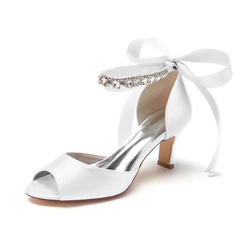 Funki Buys | Shoes | Women's Satin Tie Low Heel Wedding Shoe
