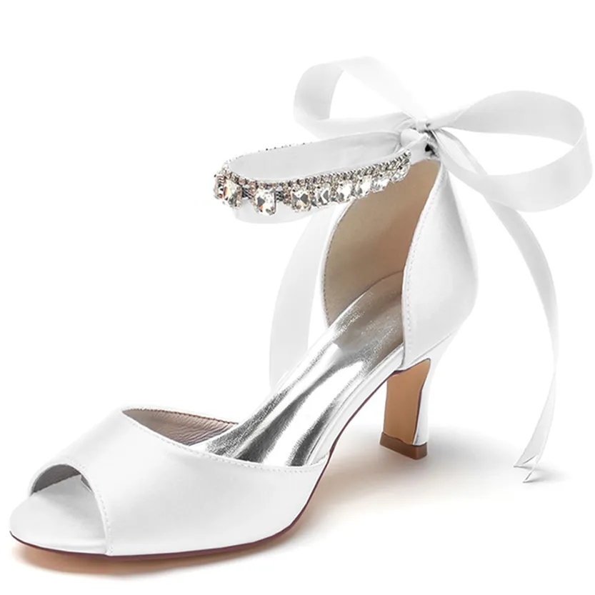 Funki Buys | Shoes | Women's Satin Tie Low Heel Wedding Shoe