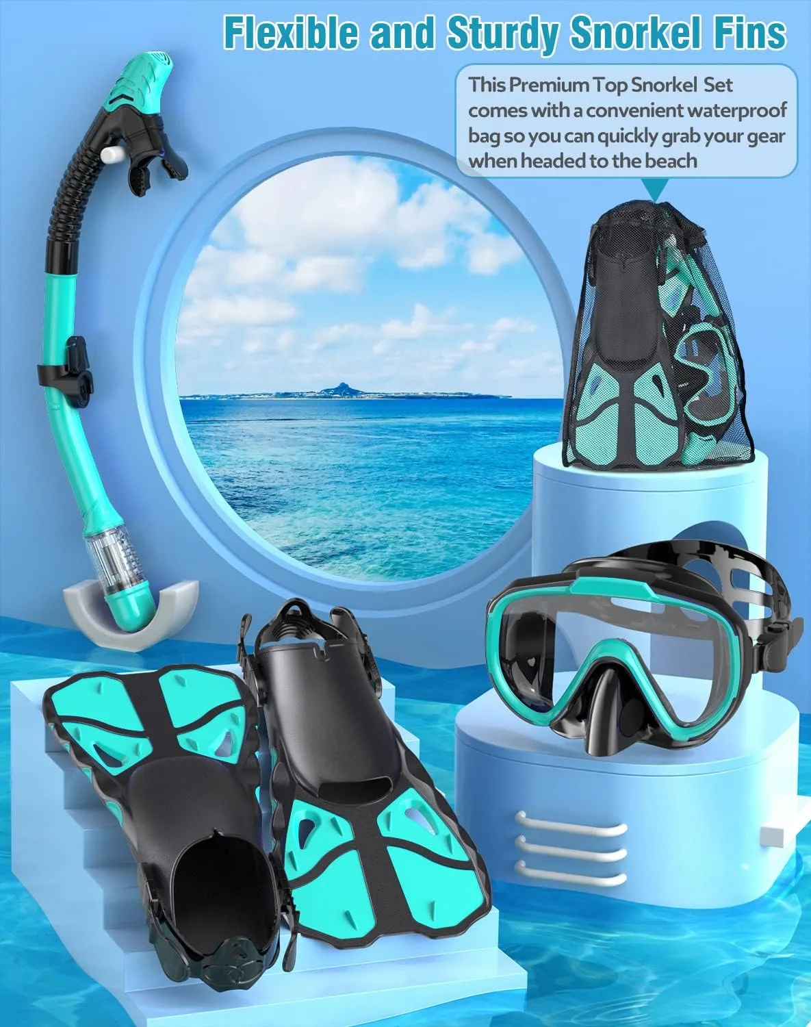 Greatever Snorkel Set with Fins for Adults