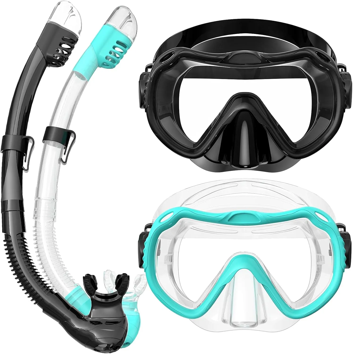Greatever Snorkeling Gear for Adults, Snorkel Mask Set 180° Panoramic View Snorkel Gear