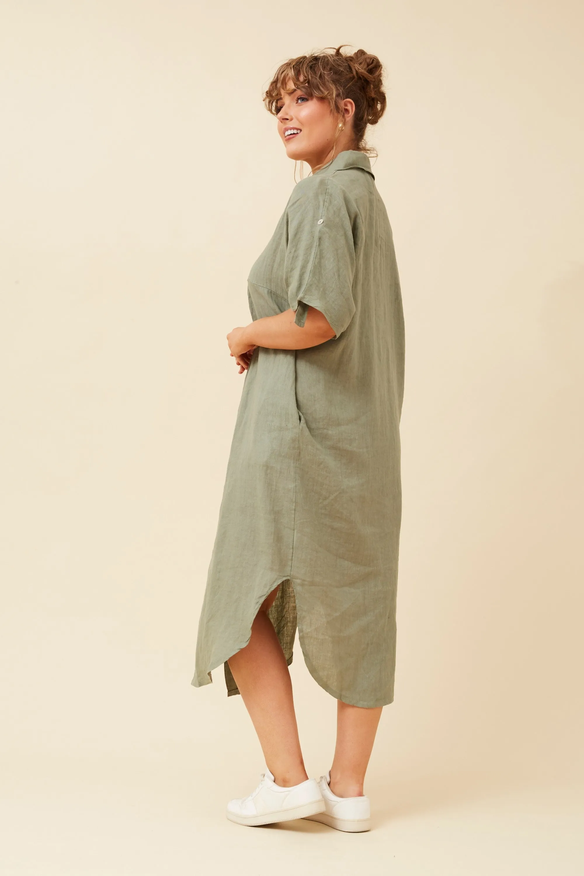 HAZELINA LINEN SHIRT DRESS