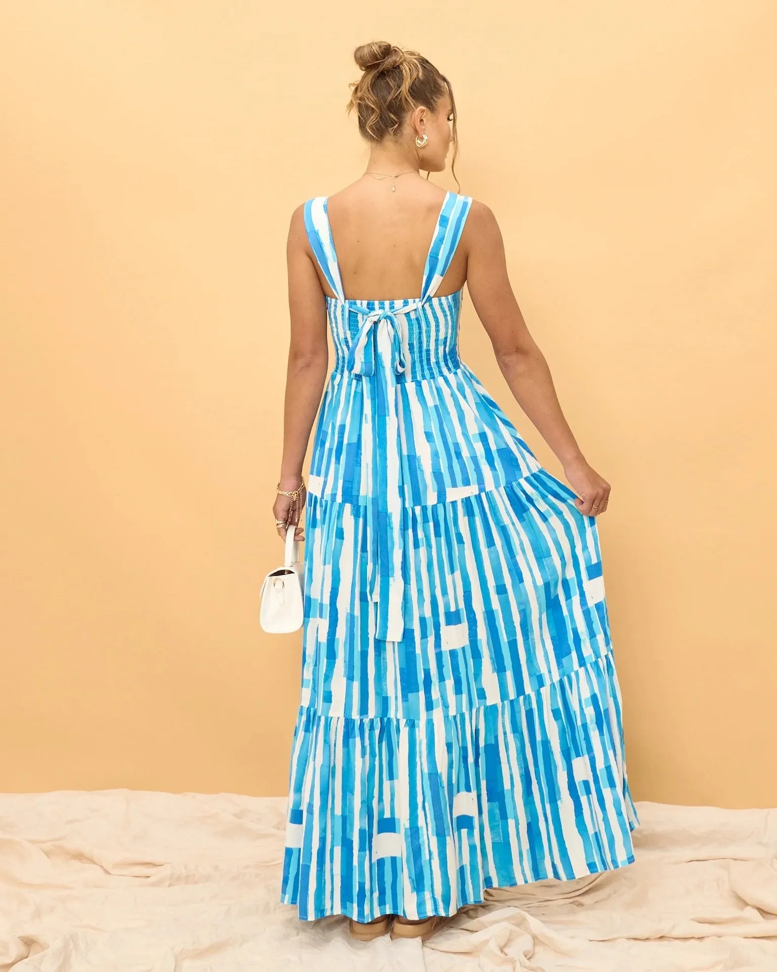 Lavinia  - Blue Striped Tiered Maxi Dress