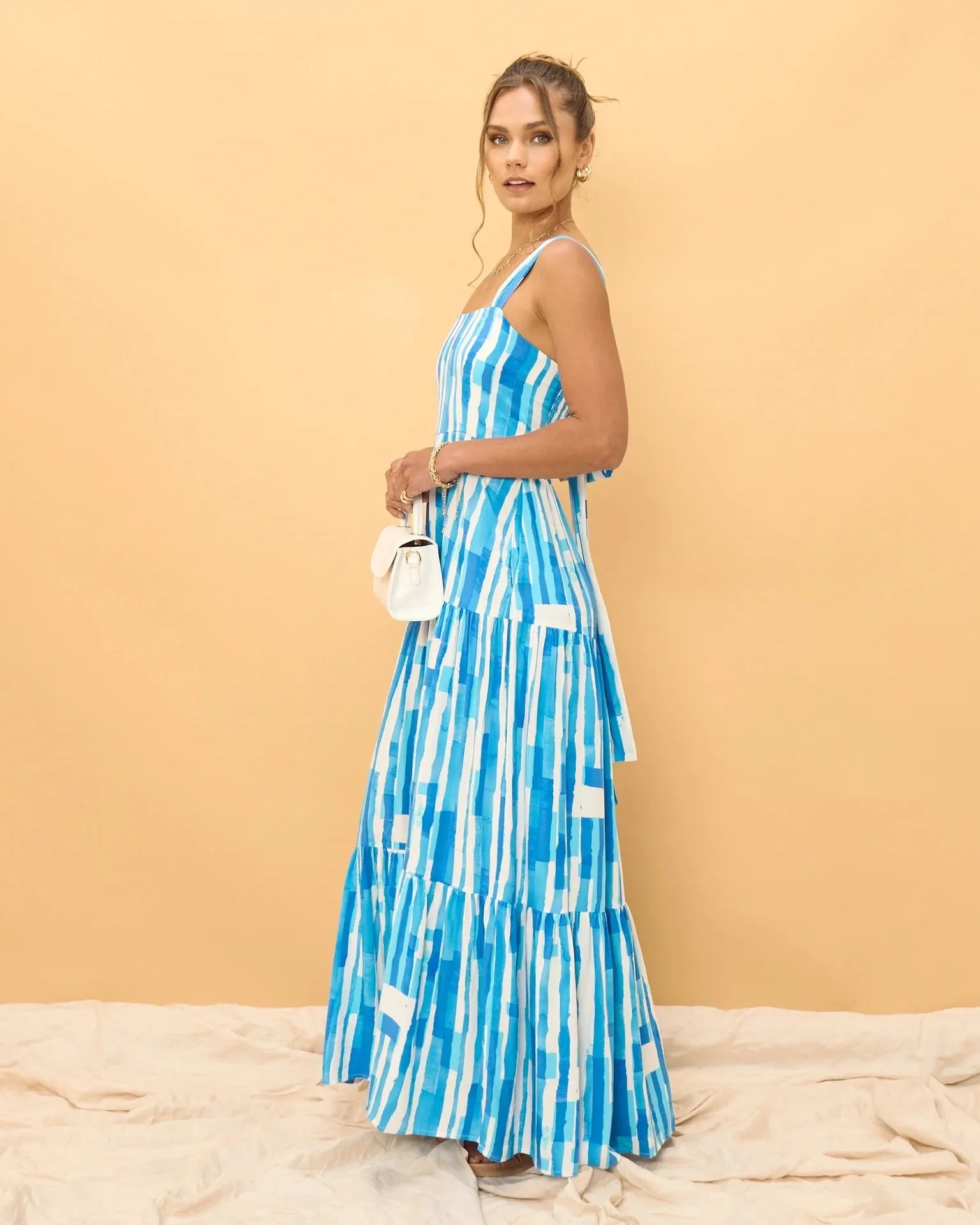 Lavinia  - Blue Striped Tiered Maxi Dress