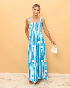 Lavinia  - Blue Striped Tiered Maxi Dress