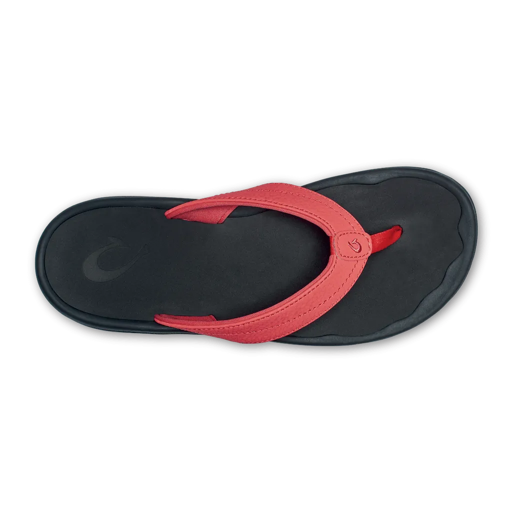 OluKai Women's Ohana Sandals- Hot Coral/Black