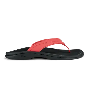 OluKai Women's Ohana Sandals- Hot Coral/Black
