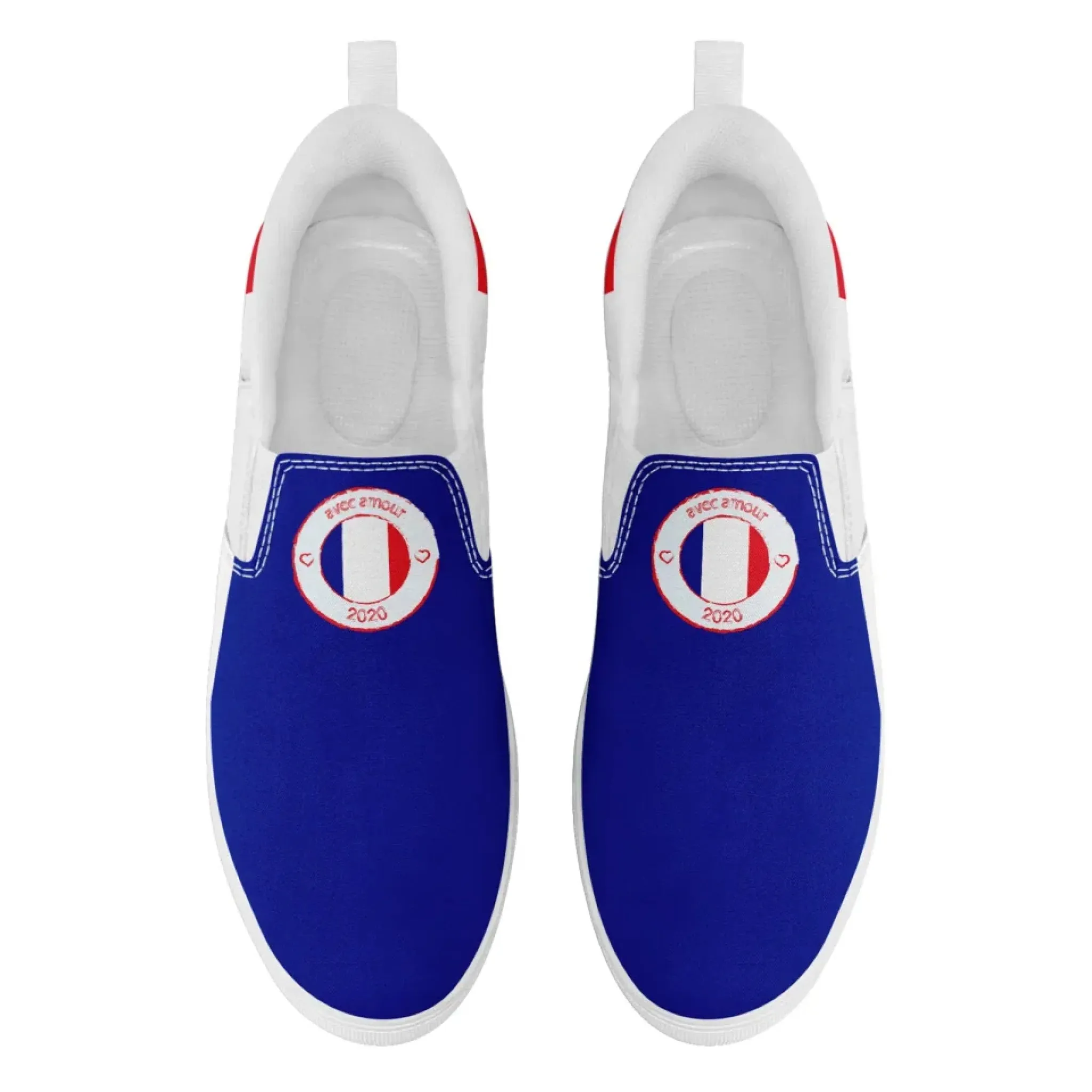 Personalized France Flag Sneakers, Custom Canvas Shoes, Pride Slip On Shoes