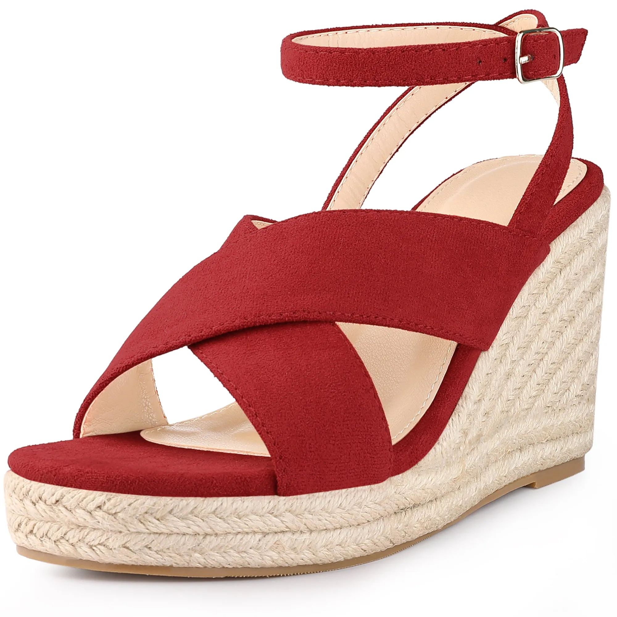 Platform Slingback Cross Straps Espadrilles Wedge Sandals for Women