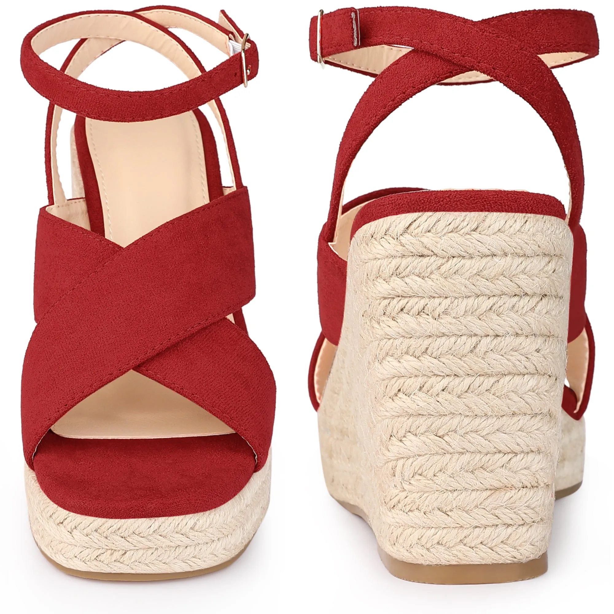 Platform Slingback Cross Straps Espadrilles Wedge Sandals for Women