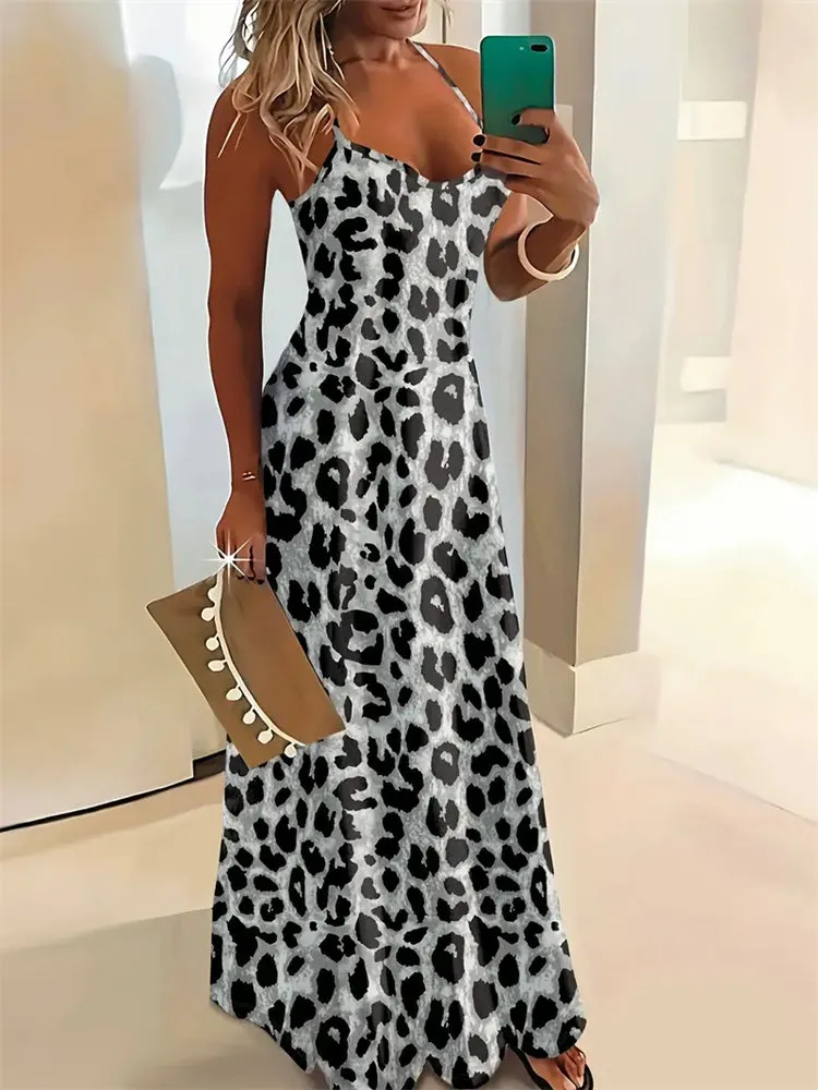 Rachel – Sleeveless Retro Strap Dress with 3D Texture Print