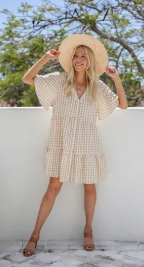 Romina Gingham Button Dress