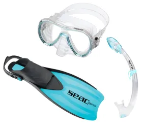 SEAC Sprint Dry Snorkeling Set Includes Fins Mask Snorkel w/ Gear Bag