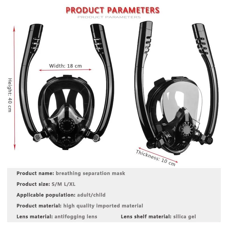 Snorkel Mask Full Face Diving Mask Snorkel  180° View