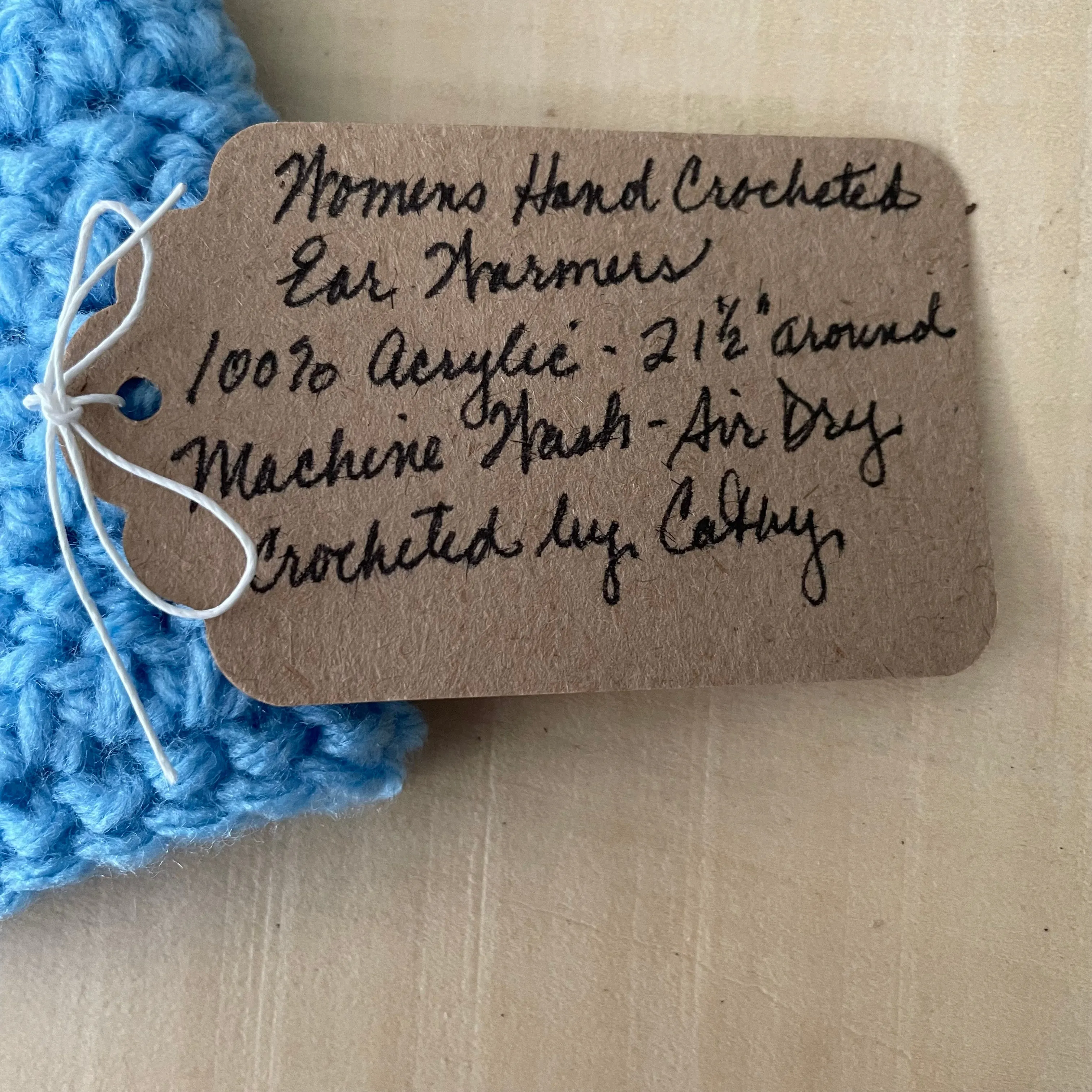 Solid Light Blue & Sparkle Button Ear Warmer Headband Crochet Knit Hand Crafted Outdoor Fall Winter Hiking Running Pastel Baby Blue