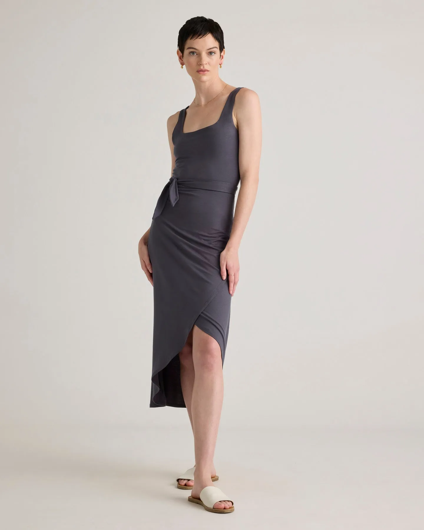 Tencel Jersey Side Tie Midi Dress