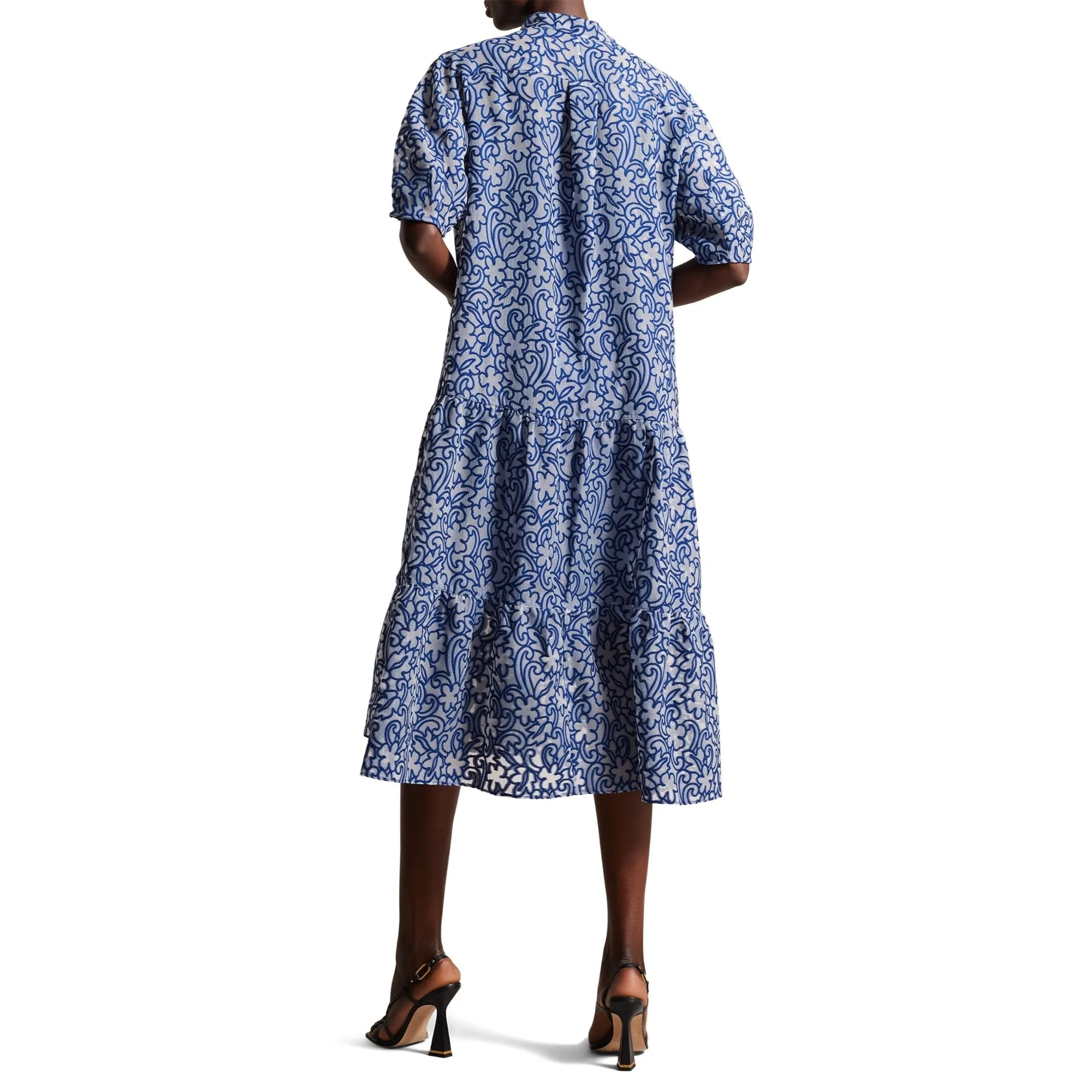 Women Wmd-Camriyn-Oversized Shirt Dress With Puff Sleeve - Brt-Blue