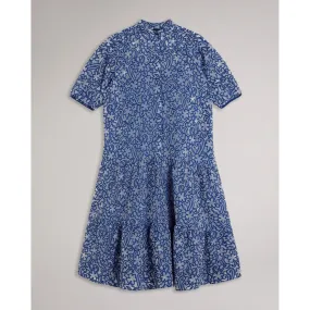 Women Wmd-Camriyn-Oversized Shirt Dress With Puff Sleeve - Brt-Blue