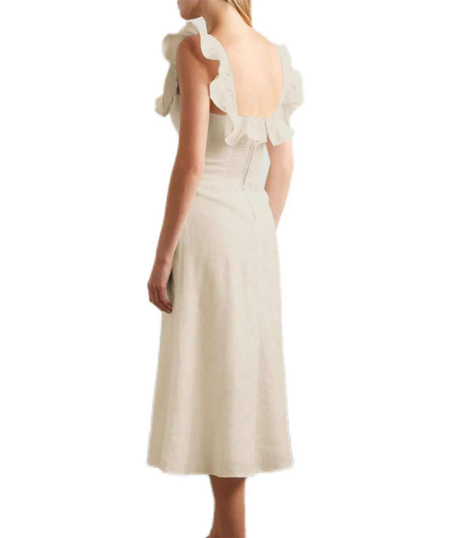 Women's Halter Beige Dress by KAJA Clothing - Bertha Dress