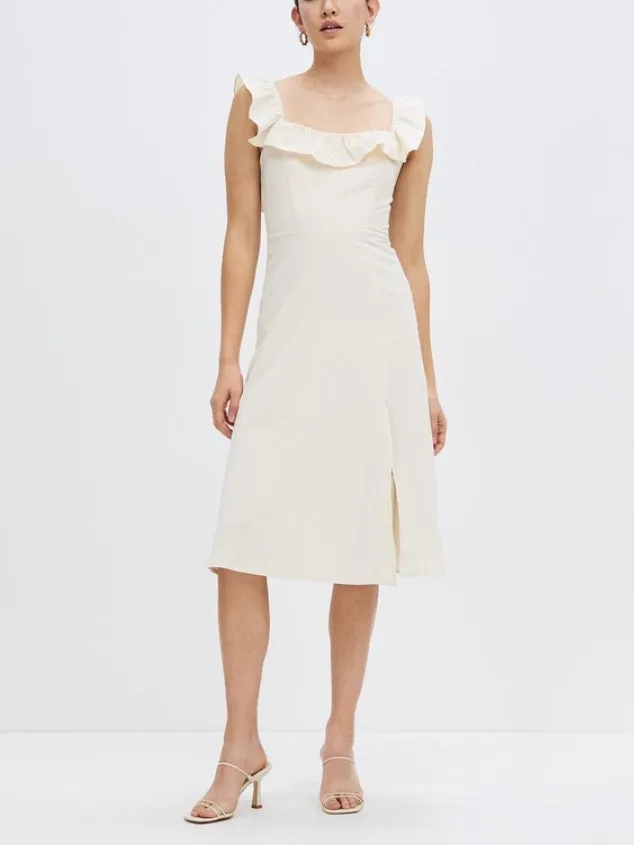 Women's Halter Beige Dress by KAJA Clothing - Bertha Dress