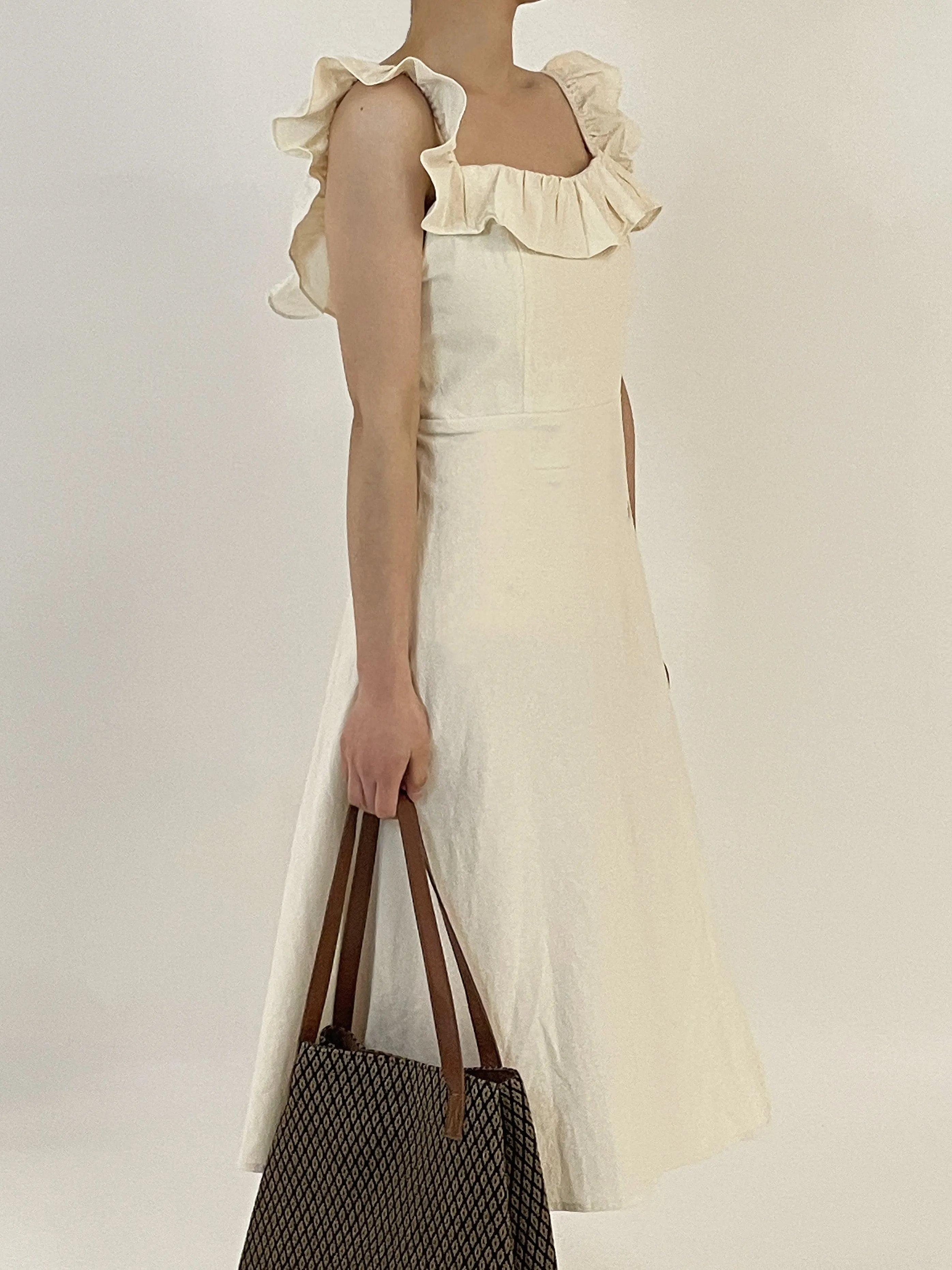 Women's Halter Beige Dress by KAJA Clothing - Bertha Dress