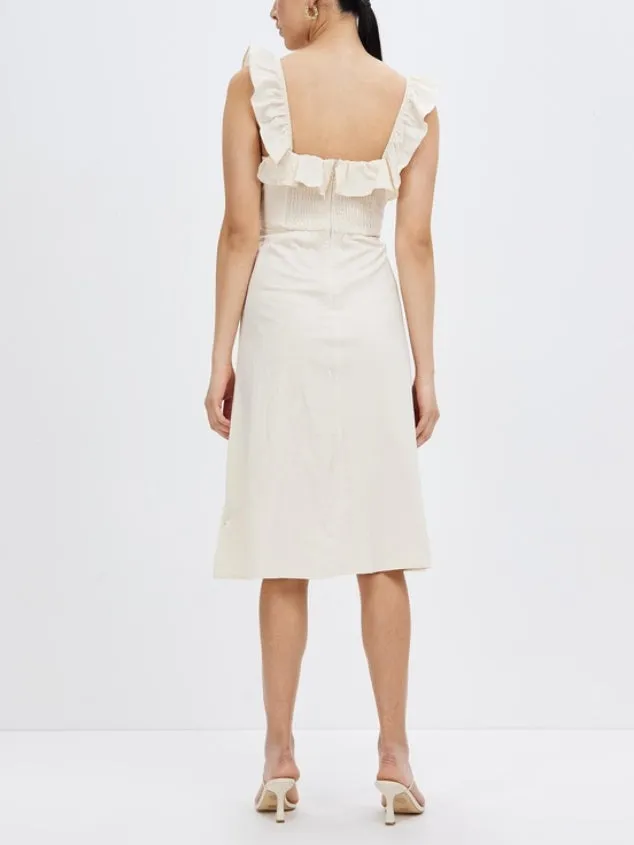Women's Halter Beige Dress by KAJA Clothing - Bertha Dress